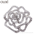 OUXI Fashion Female Jewelry New Design Custom 18K Rhodium Plated Rose Shape Micro Pave CZ Korean Brooch